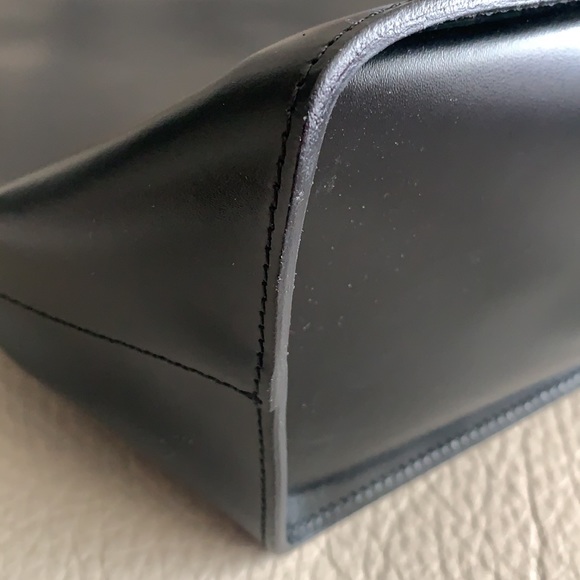 LAMARTHE Paris Black Portofino Tracolla leather Tote Bag Purse lucite handle - Picture 12 of 16